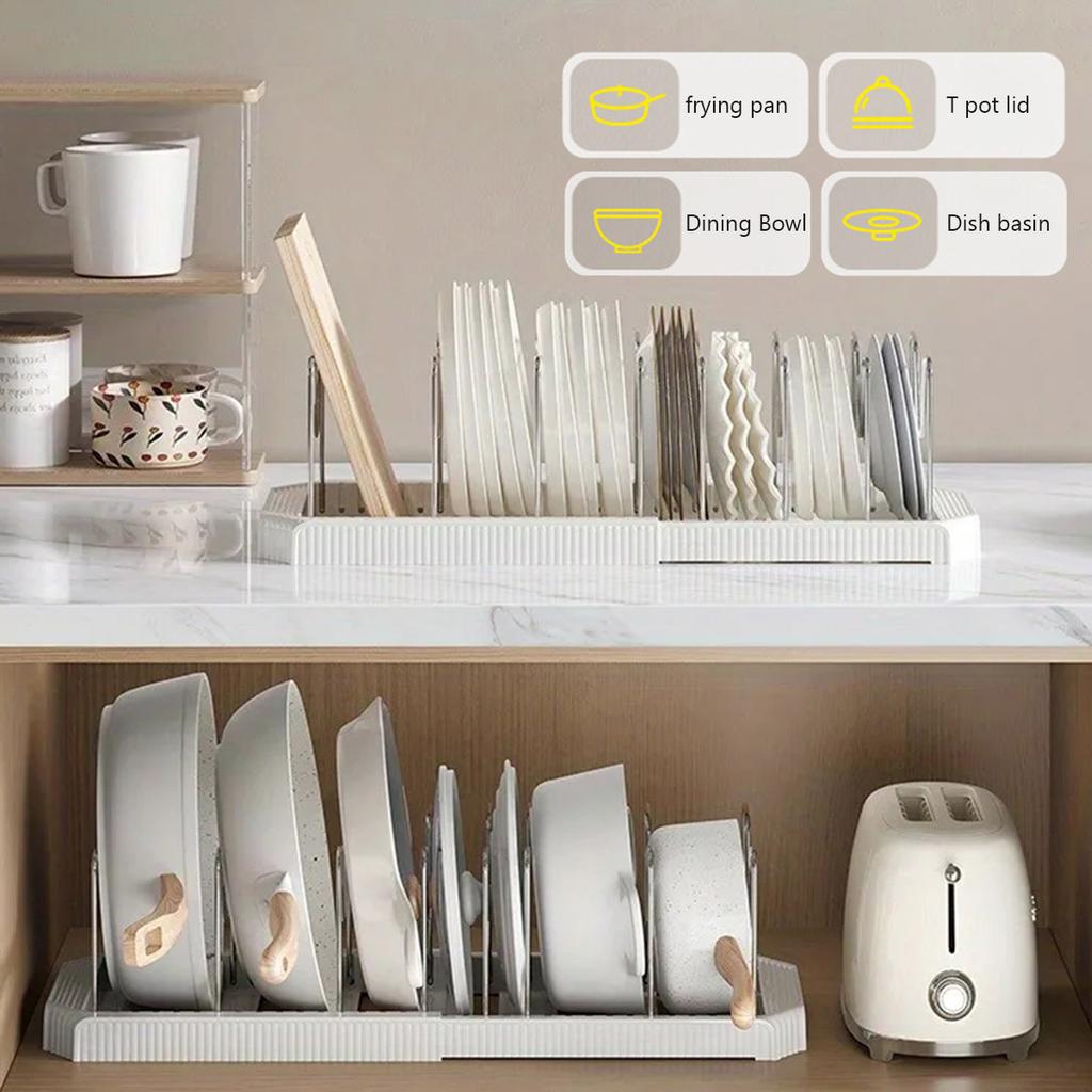 Kitchen Shelf Retractable Pot Rack Countertop Drainer Stainless Steel Dish Holder Hole-Free Dish Organiser Kitchen Accessories