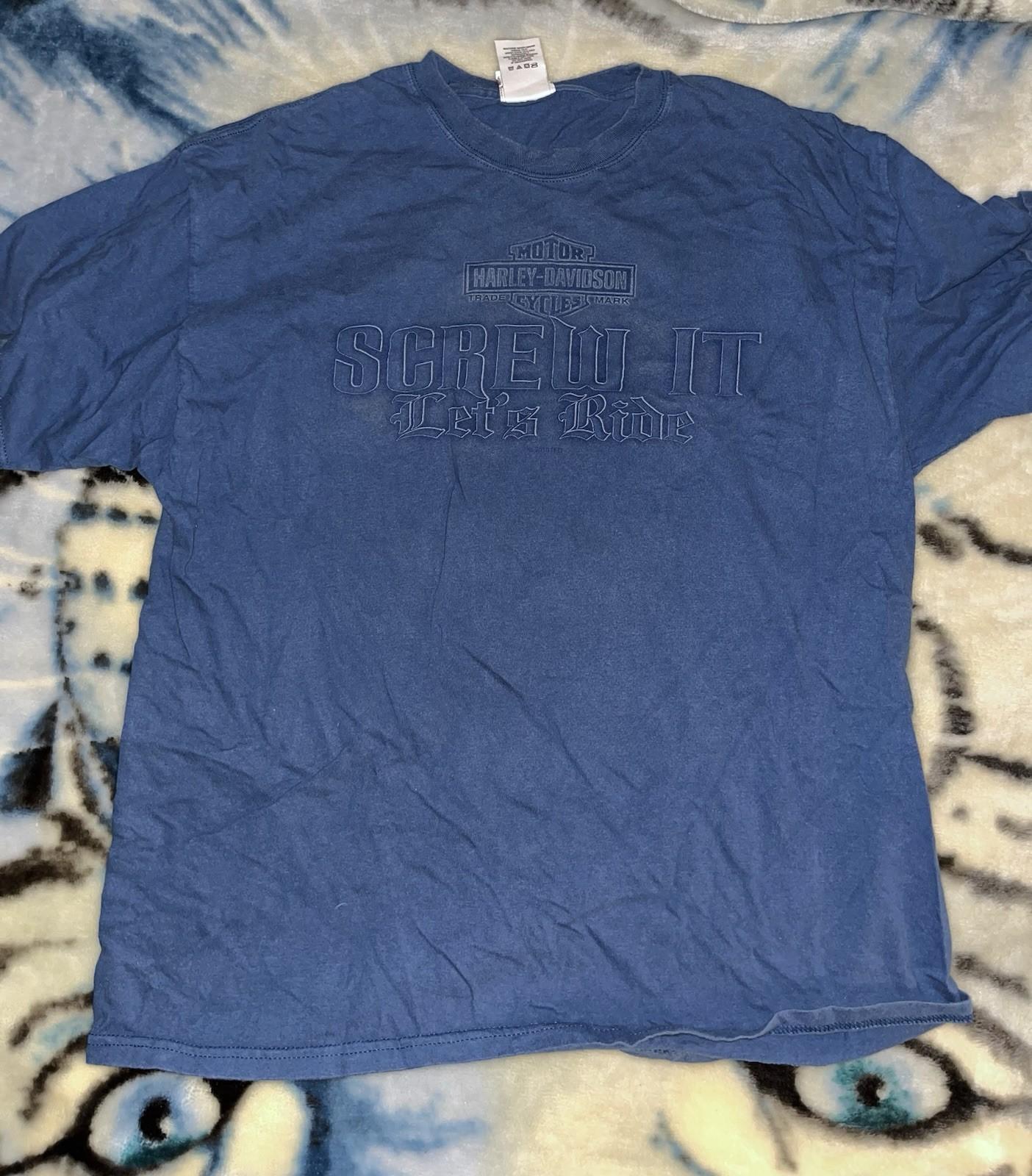 Vintage Y2K Harley Davidson Screw It Let’s Ride Gator Biker Promo Shirt 2010 S