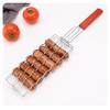 Outdoor Wooden Handle Hot Dog Barbecue Clip, Non Stick Ham Sausage Barbecue Net, Multifunctional Camping BBQ Tool