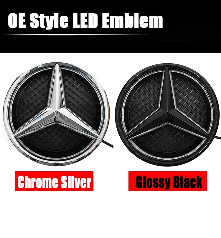 Star Badge Car Front Grill LED Emblem Light For Mercedes Benz 3D Mirror Logo CLA A B C E S GLA GLK ML GL CLS R