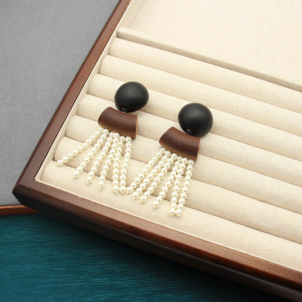 MONIES Высококачественные женские длинные серьги с деревянными кисточками и стеклянными бусинами