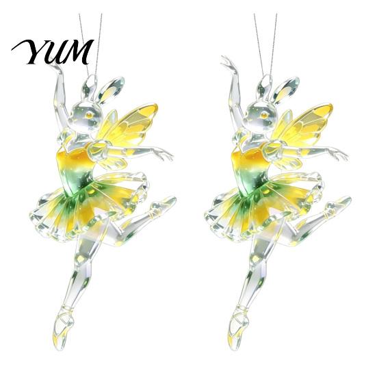 Hanging Ornaments for Trees 2Pcs Glitter Ballet Girl Keychain, 2D Acrylic Pendant Bag Backpack, Sparkling Durable Crafts Dancer Car Rearview