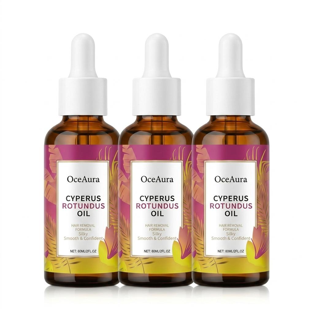 Olej z Cyperus Rotundus – Čistě přírodní formule pro odstranění chloupků pro hladkou pokožku & Inhibitor růstu vlasů (60 ml / 2 fl oz)