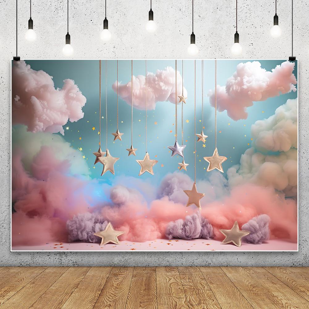Decorazione Sfondo Festa di Compleanno per Bambini Palloncino Nuvola Orsetto Arco per Bebè Striscione Shower Oggetti di Scena Studio Fotografico Ingrosso