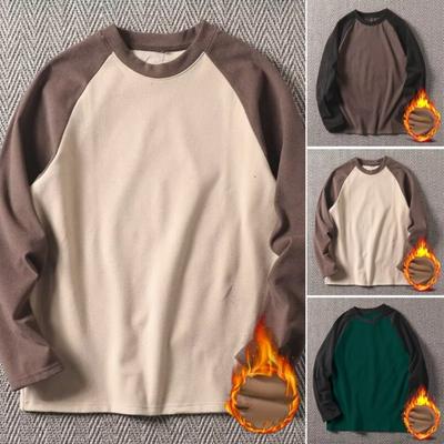 Herfst Winter Heren Top Kleurblok O-Hals Lange Mouwen Pullover Plus Size Dik Warm Sport Fitness Sweatshirt Dagelijkse Kleding Zakelijke Kleding
