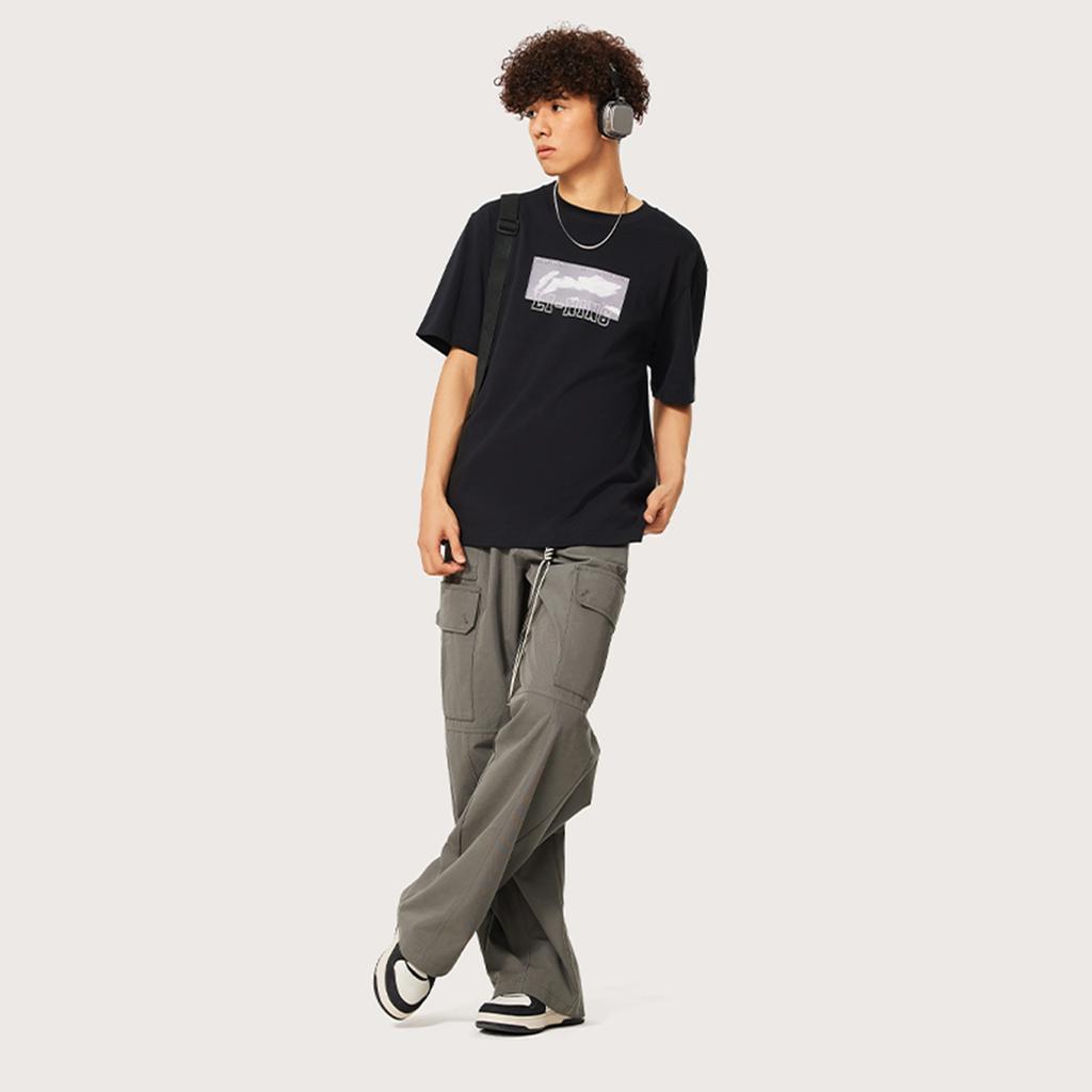Li-Ning Loose Knit Short Sleeve T-Shirt Men Tops Black AHSU555-3