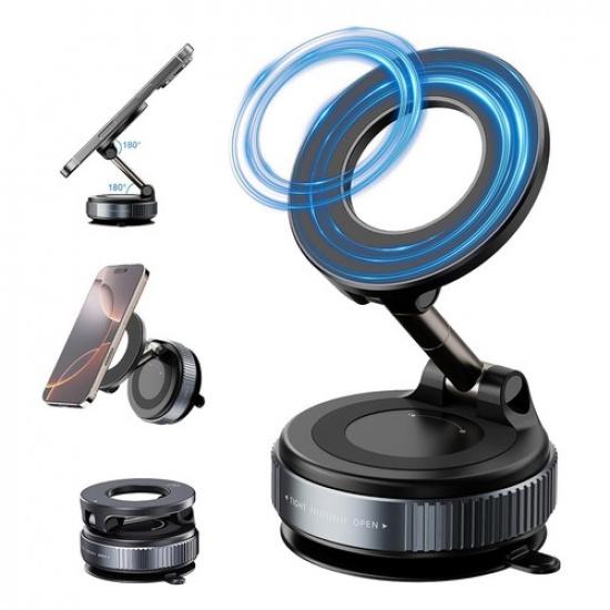 Foldable Vacuum Magnetic Suction Cup Car Phone Holder Mount Adjustable Angle
