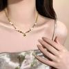 Glass beads freshwater pearl necklace light luxury niche beaded collarbone chain fashion antique necklace women