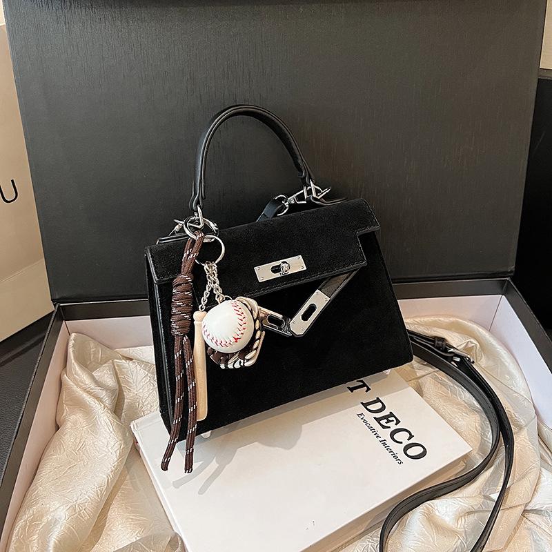 Mattes Wildleder Retro Kelly Tasche: Damen Modische Umhängetasche