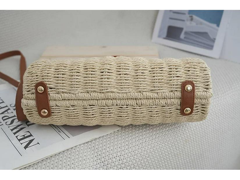 Seaside Holiday Retro Woven Beach Bag - Women's Handheld Shoulder Crossbody