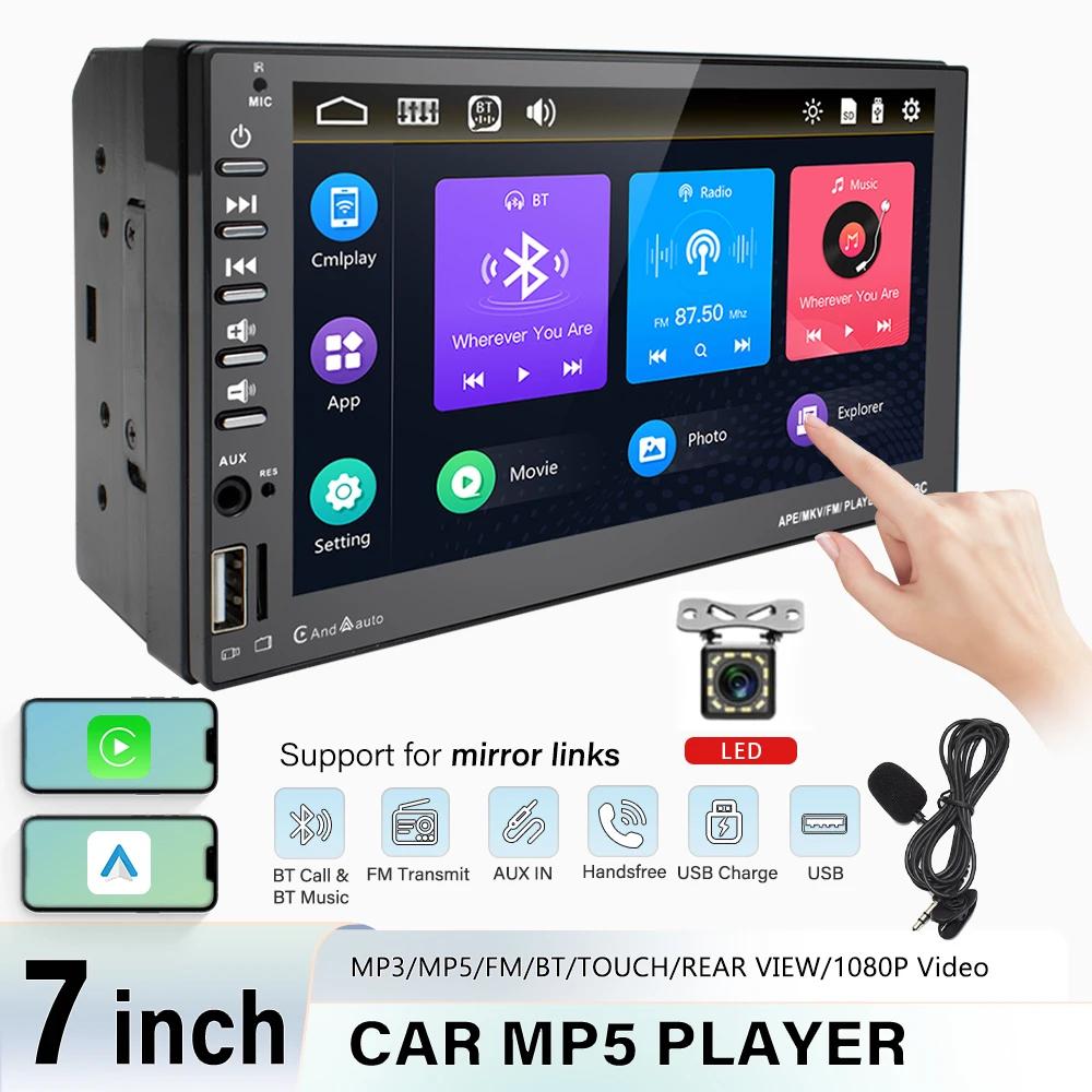 7Inch Car Radio Carplay MP5 Player 2Din Multimedia Player Android HD Touch Screen Audio FM  Auto Mirror Link Remote Control