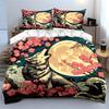Wolf And Cherry Blossom Night Exquisite Three-Piece Bedding Set Gift For Kids And Adults