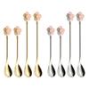 Pack of 4 Stainless Steel Dessert Spoons with Flower Handle Design for Coffee Espresso Stirring and Party Table Decors
