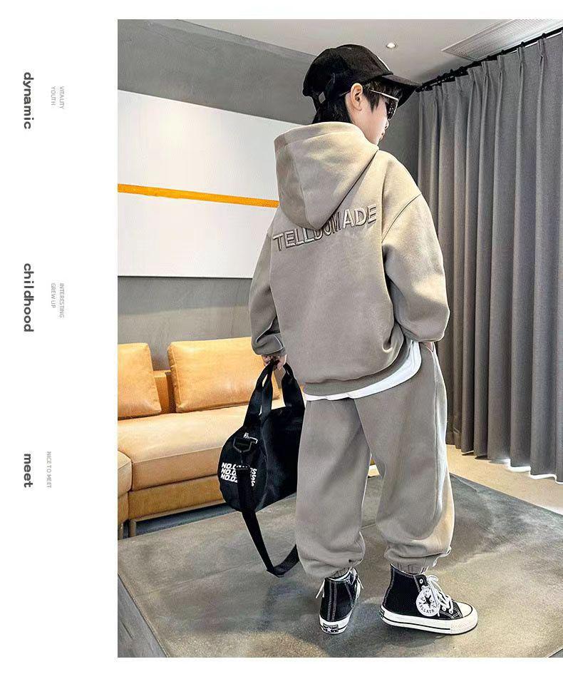 2025 Boys' Handsome Spring & Autumn Sporty Two-Piece Set: Trendy & Fashionable Outfit for Big Kids