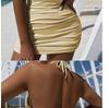 Thai Lace-Up Halter Backless Pleated Bodycon Dress for Women