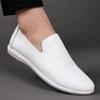 Fashion Designer Solid Color Male Leather Shoes Slip-on Flat-soled Men Loafers Spring Autumn Soft-soled Casual Man Driving Shoes