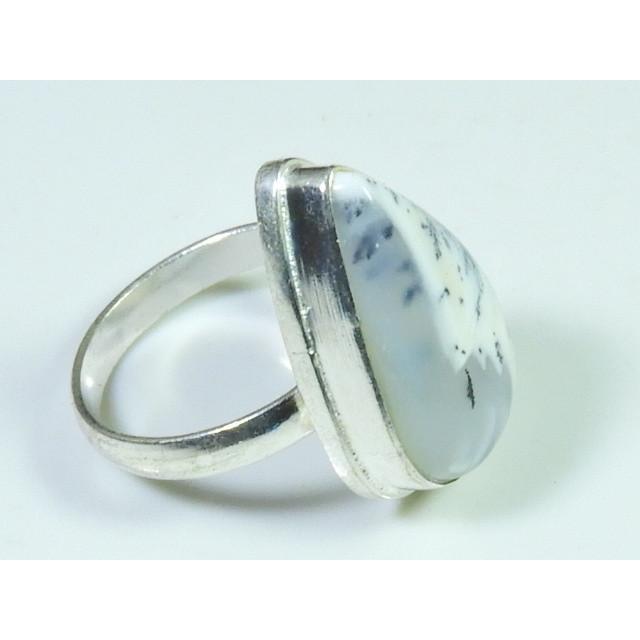 Natural Dendrite Opal 925 Sterling Silver Pear Handmade Ring Gift US-8.5 MK-49
