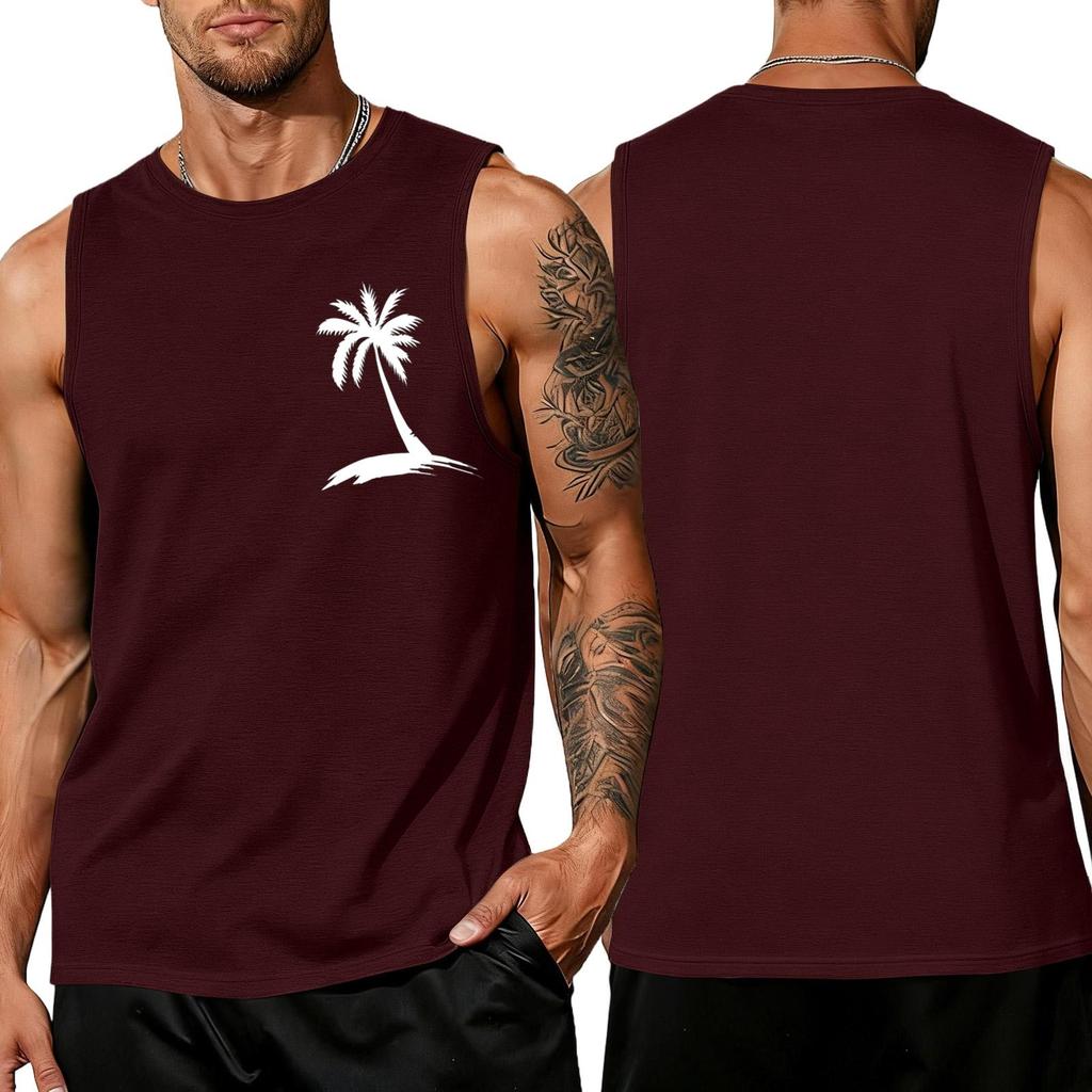 Men's Loose and Casual Hawaiian Print Sleeveless Shirt