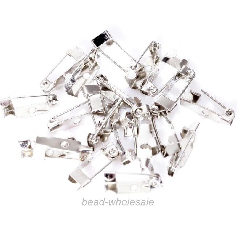 40Pcs Metal Brooch Pins Base Brooch 15/20/25/30/35/38/40mm Lock Back Safety Holder Findings for Jewelry Making Brooch DIY