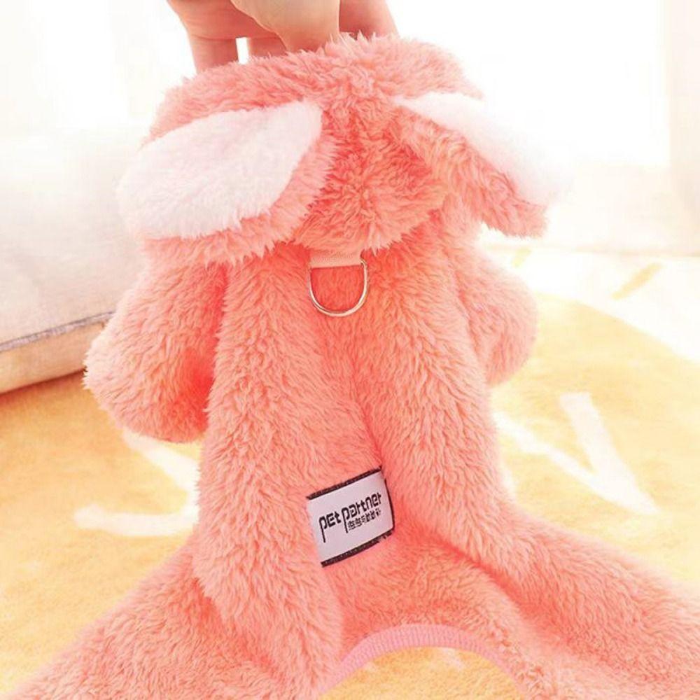 Cute Warm Puppy Hooded Pajamas Comfortable Soft Dogs Jumpsuit with D Ring Dog Four Legged Overalls Indoor