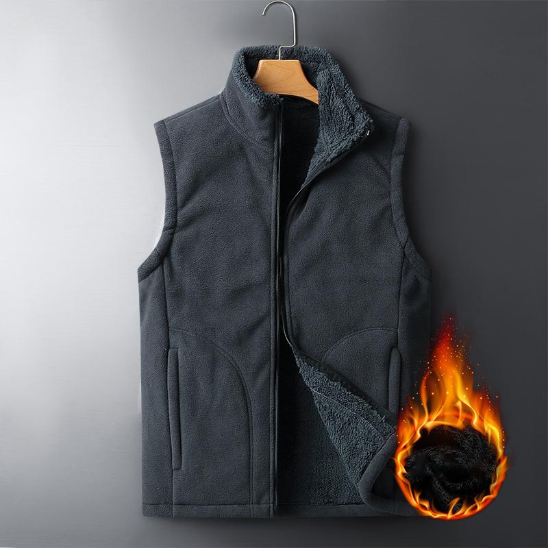 2024 Autumn Winter Men Plus Velvet Vest Coat Solid Color Lamb Fleece Waistcoat Thick Warm Soft Fashion Thermal Vest Male 6XL 8XL