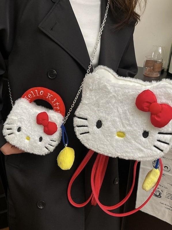 Zaino Peluche Hello Kitty Per Bambine e Ragazze Con Ampio Spazio e Spallacci Comodi