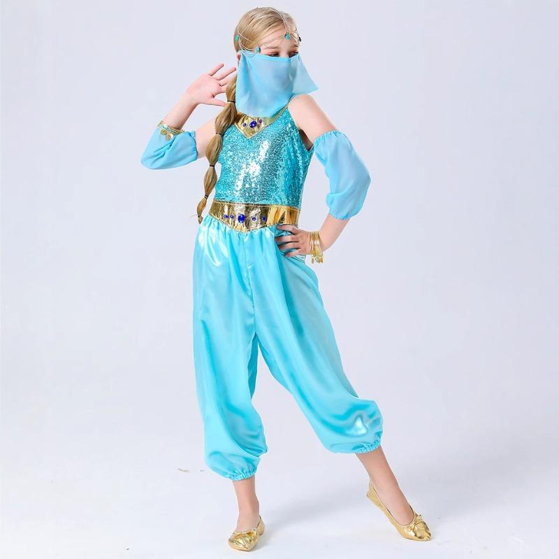 New Halloween Children Princess Jasmine Search Banner Magic Lamp Performance Clothes Full Dance Clothes