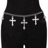 Fashion Trend Hip Hop Single Layer Metal Chain Cross Pendant Waist Chain Body Chain