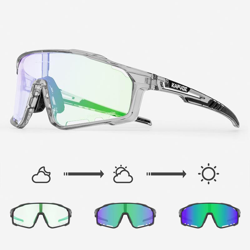 Kapvoe Gold Photochromic Glasses Cycling  Sunglasses Men Women Sports Speed Road Mtb Mountain Bike Bicycle Cycle Eyewear Goggle