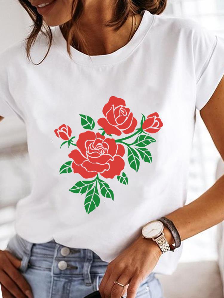 (Asian Size)  Clothing T Shirt sweet plant cute Fashion Tee Print Lady Women Casual Top Short Sleeve Female Graphic T-shirts