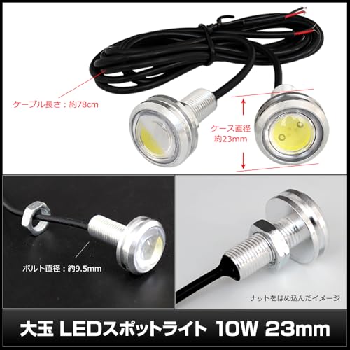 Kaito Denshi LED Eagle Eye Daytime Running Light, Car, Motorcycle, Spotlight, Auxiliary Light, Large Ball, Recessed Type, High Brightness, Waterp