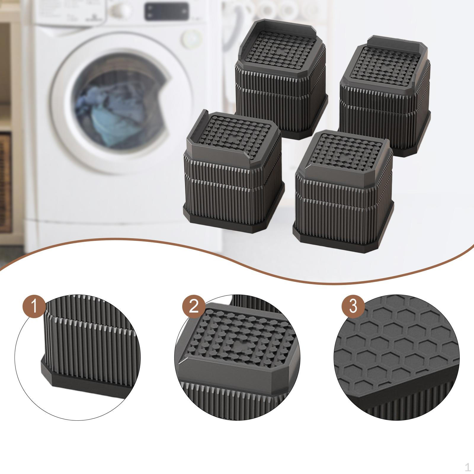 

4 Pieces Bed Chair Leg Lift Multipurpose Shock Absorption Raisers Extenders for Washers чорний