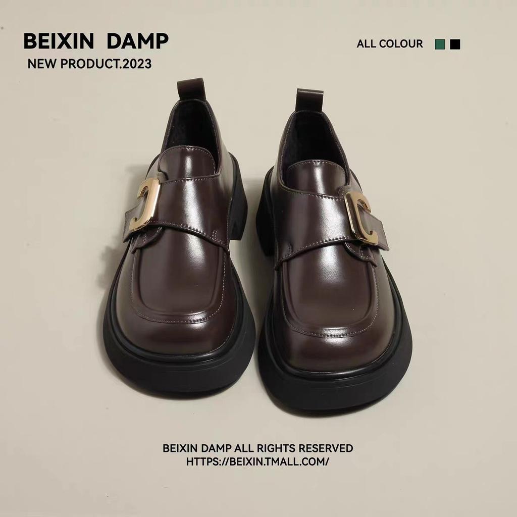 Super yuan small leather shoes women's 2025 autumn new British shoes versatile platform shoes large buckle soft sole flat bottom loafers women