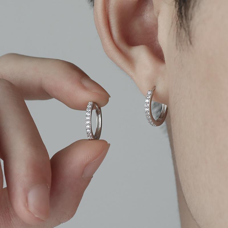 925 Silver Rhinestone Hoop Earrings for Women Exquisite Round Circle Earrings Minimalism Daily Wearing Fashion Jewelry