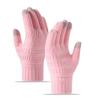 Winter Warm Knitted Gloves Fleece Lined Thick Touchscreen Cycling Flat Knit Gloves Solid Color Premium Black