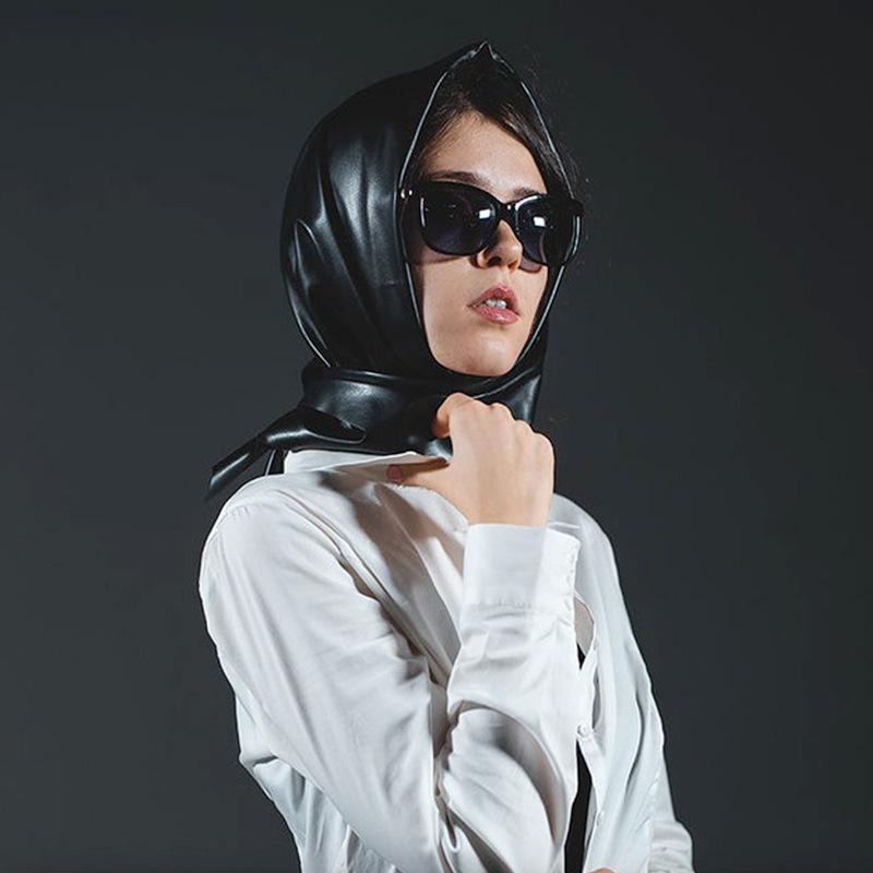 New European and American Cross border Artificial Leather Triangular Head Scarf for Men and Women, Two in One Fashionable and Ve