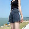 Women's Plus Size High-Waisted Elastic Denim A-Line Shorts - Summer Slimming Wide-Leg Trendy Hot Pants