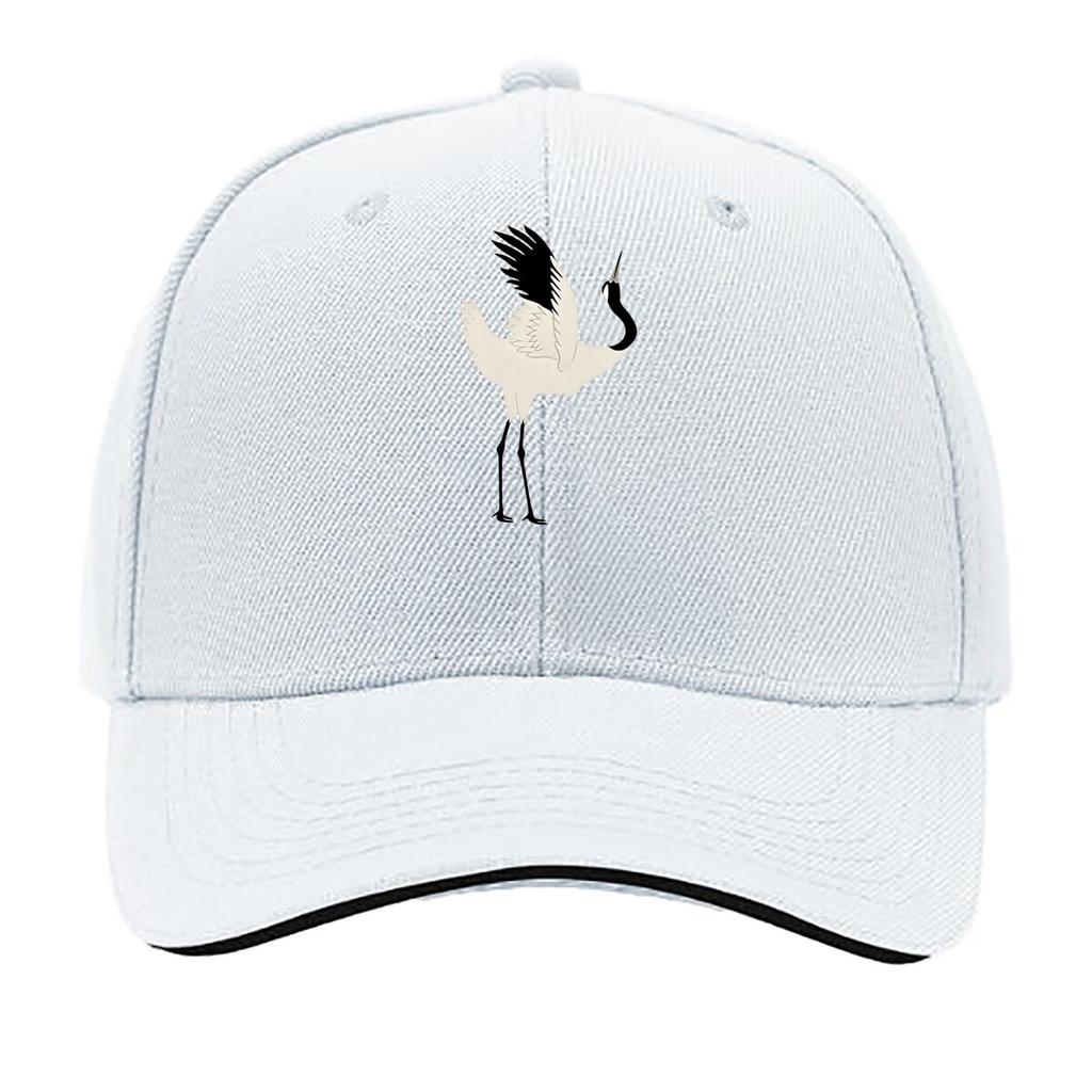 Crane Baseball Cap Adjustable Lightweight Vintage Hat Animal Theme Hand Washable Buckle Closure Sandwich Baseball Cap