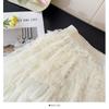 Elegant French Ruffled Multi-layered A-line Fluffy High-waisted Pleated Skirt for Women - Autumn 2025 Collection