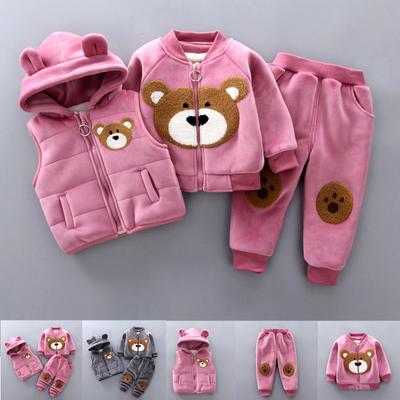 Chlapecká a dívčí podzimní a zimní třídílná sada, 1-4leté miminko Zimní plyš