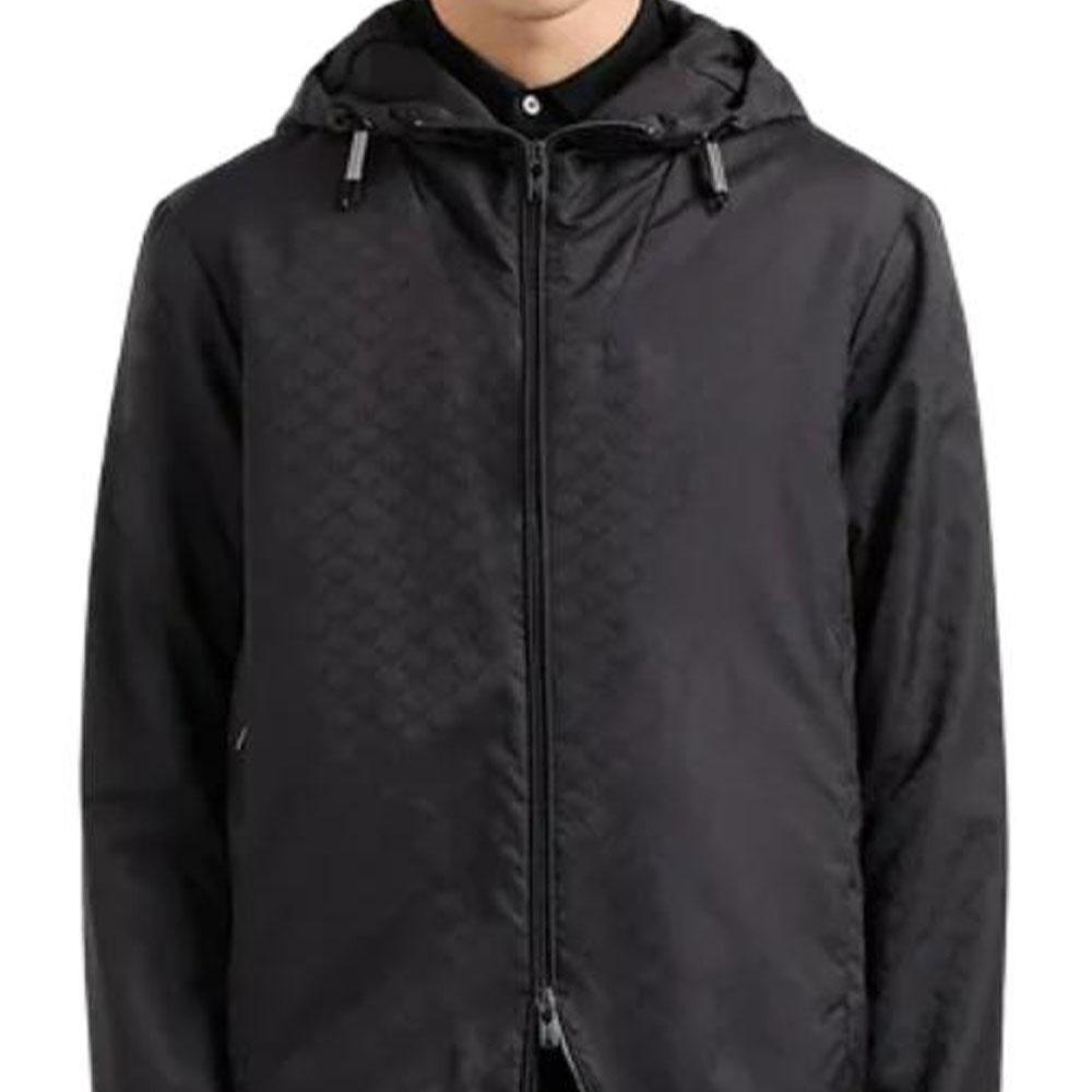 Emporio Armani Monogram-Pattern Zipped Hooded Jacket 8N1BN41-NHQZ1-F052