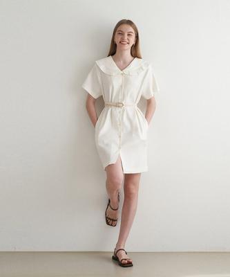 ADAUL Sailor Collar Linen Shirt Dress - Ivory