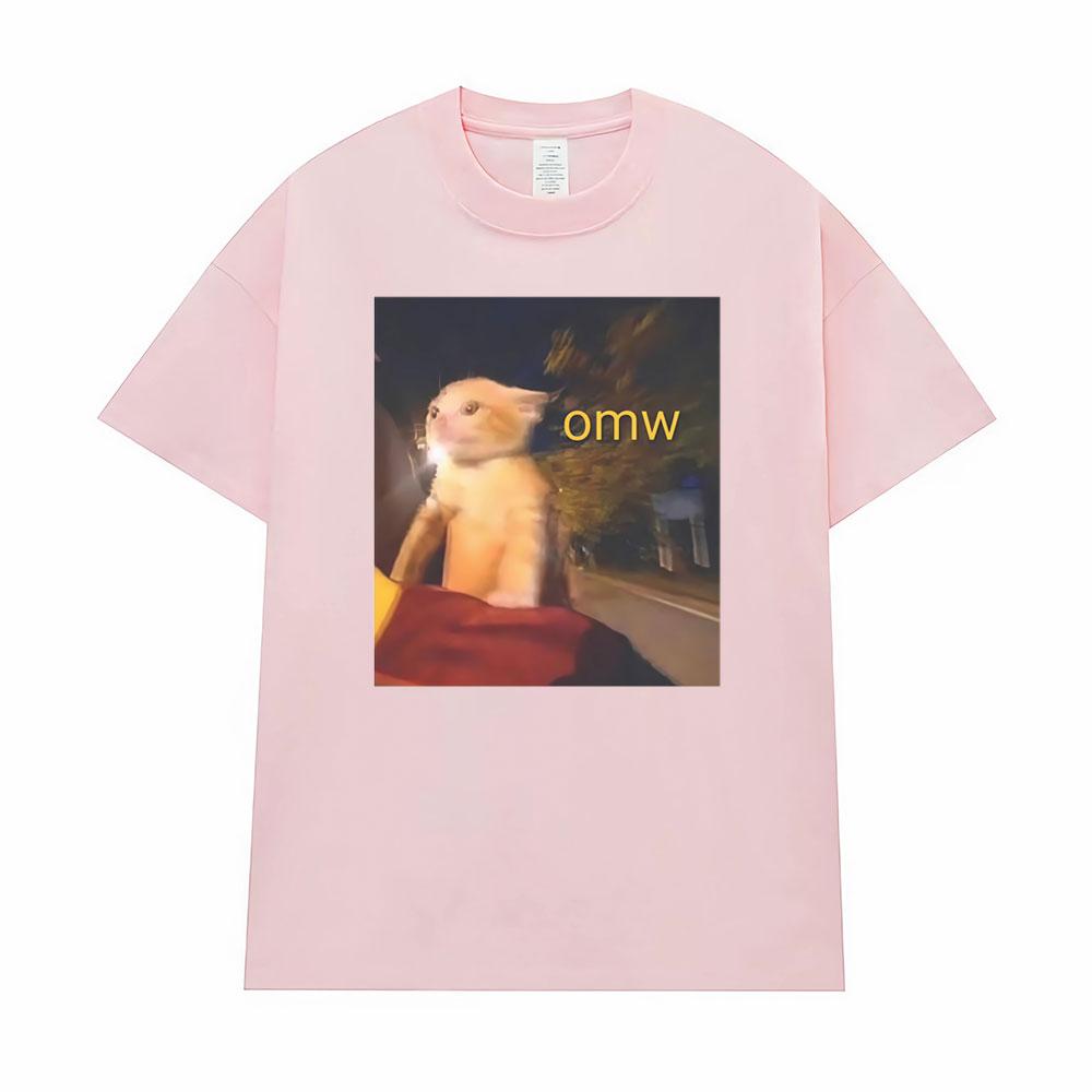 Omw! Cat Funny Meme Graphic T-shirts Men Women Clothes Fashion Vintage T Shirts Oversized High Quality T Shirt Cotton Streetwear