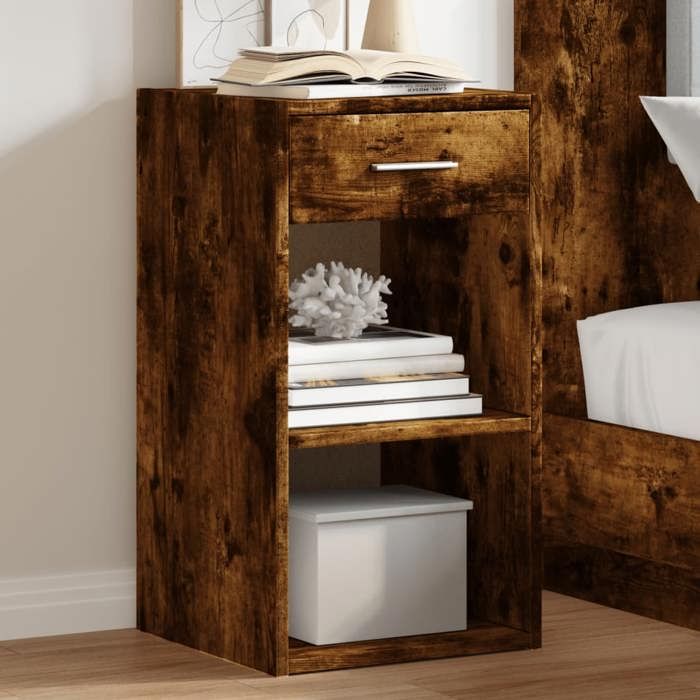VidaXL Bedside Tables 2 Pcs Smoked Oak 35x34x65 Cm Engineered Wood, Bedside Table, Bedroom Furniture, Nightstand, 840585