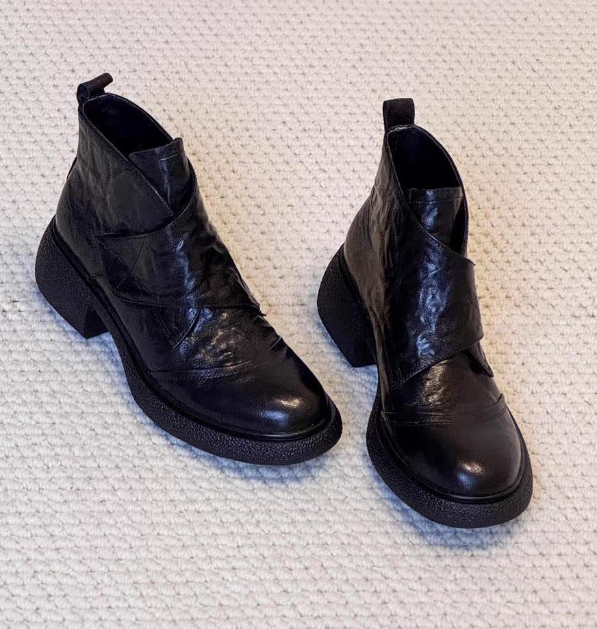 Platform Short Boots Woman Booties British Commuter Boots Women s Shoes Height Boots Women Leather 34
