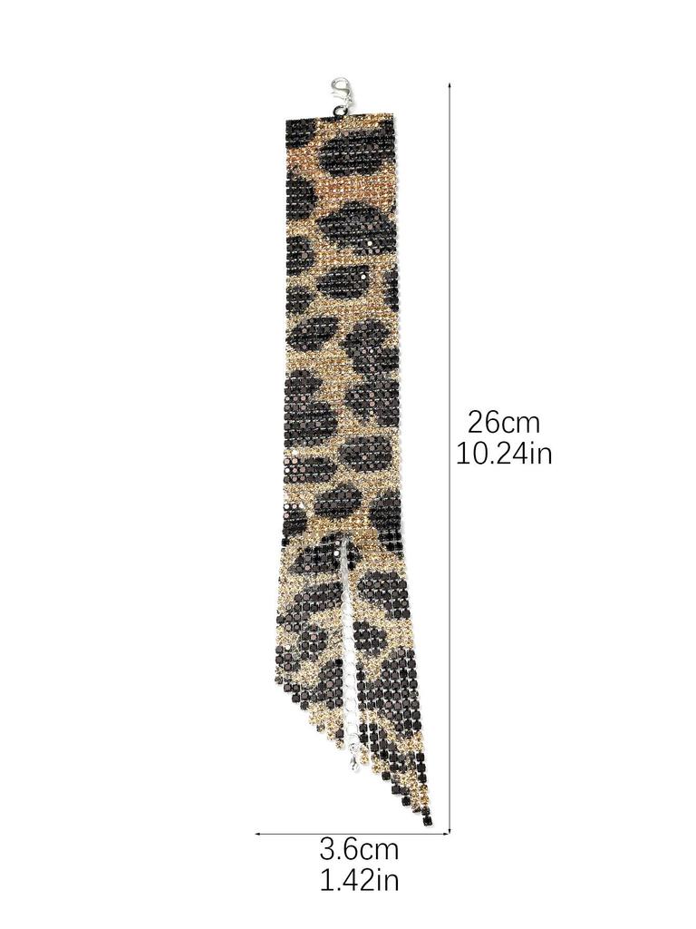 DINGKA Sparkly Wide Band Rhinestone Tassel Bracelet: Versatile Diamond Bangle for Women, Fashion Hand Jewelry.