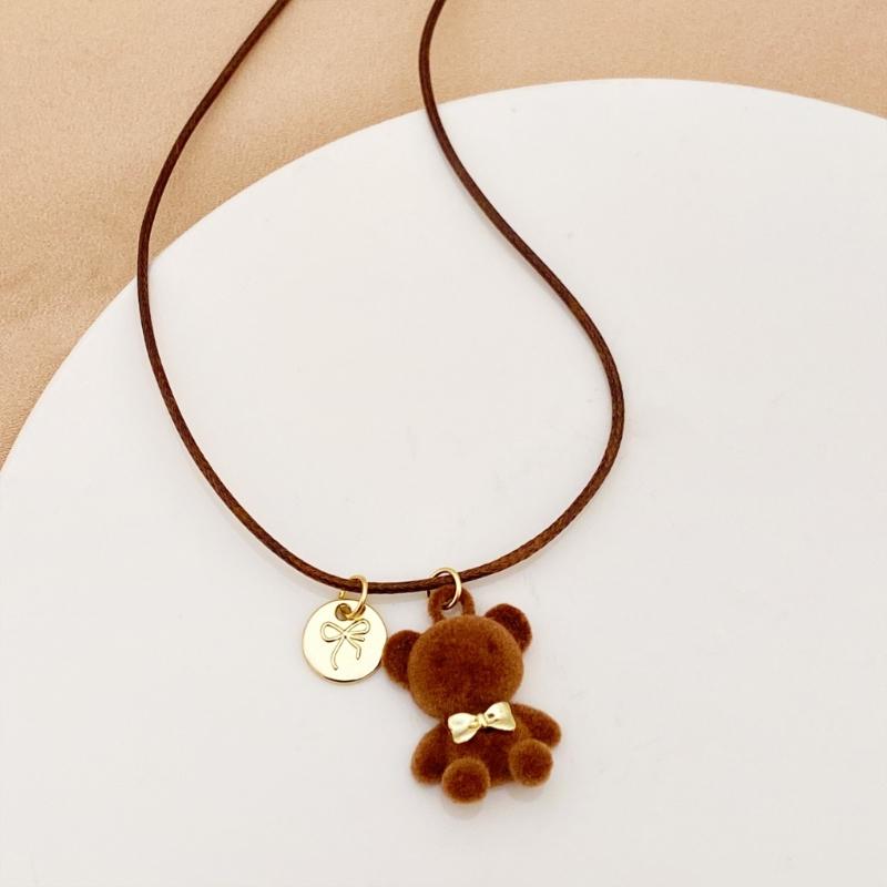 Fashionable Lovely Sturdy Plush Bear Pendant Necklace Designs for Trendy Girls and Personalize Styles Enthusiasts