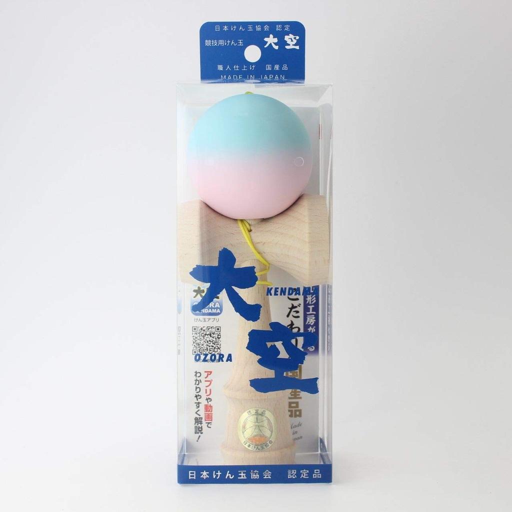RANGS Japan Asociația Kendama Certificat Kendama de Competiție "Ozora" Mat Bicolor Albastru Deschis & Roz [Fabricat în Japonia, Ață de Rezervă Inclusă]