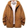 Men Winter Coat Plush Zipper Hooded Solid Color Soft Cold-proof Thicken Plus Size Autumn Coat for Outdoor