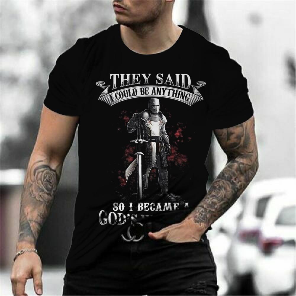 Retro Knights Templar Cross Print Unisex's T-shirts Summer Casual Loose Round- Neck Tee Shirt Sports Tees Oversized T Shirt For Unisex